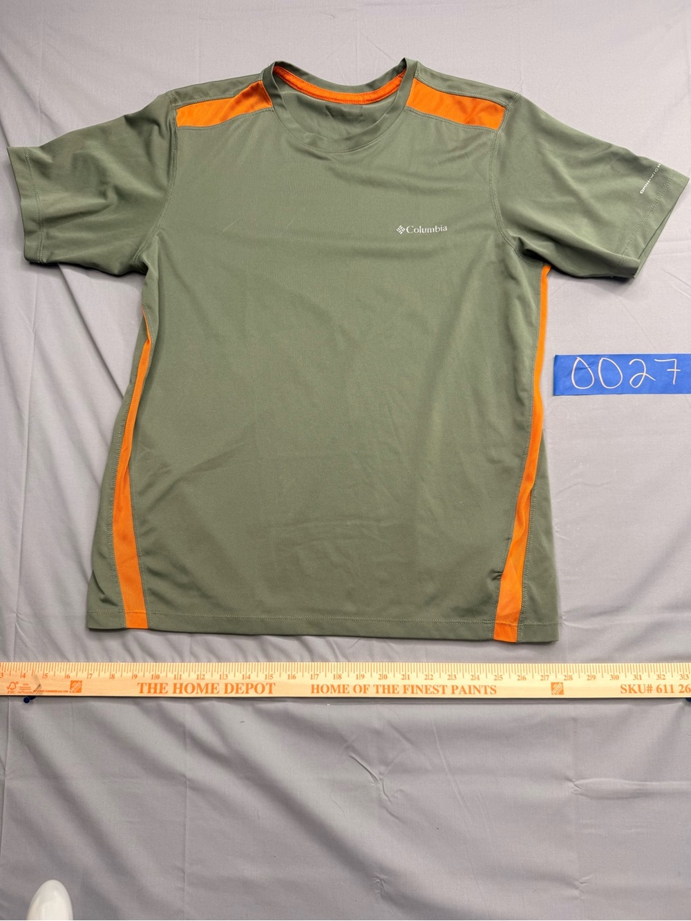 Columbia Olive Green Performance Tee with Orange Trim